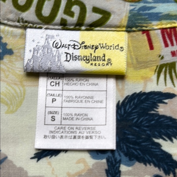 Disney Tropical Print With Disney Characters , Short Sleeve Shirt, Size Small - Picture 7 of 10
